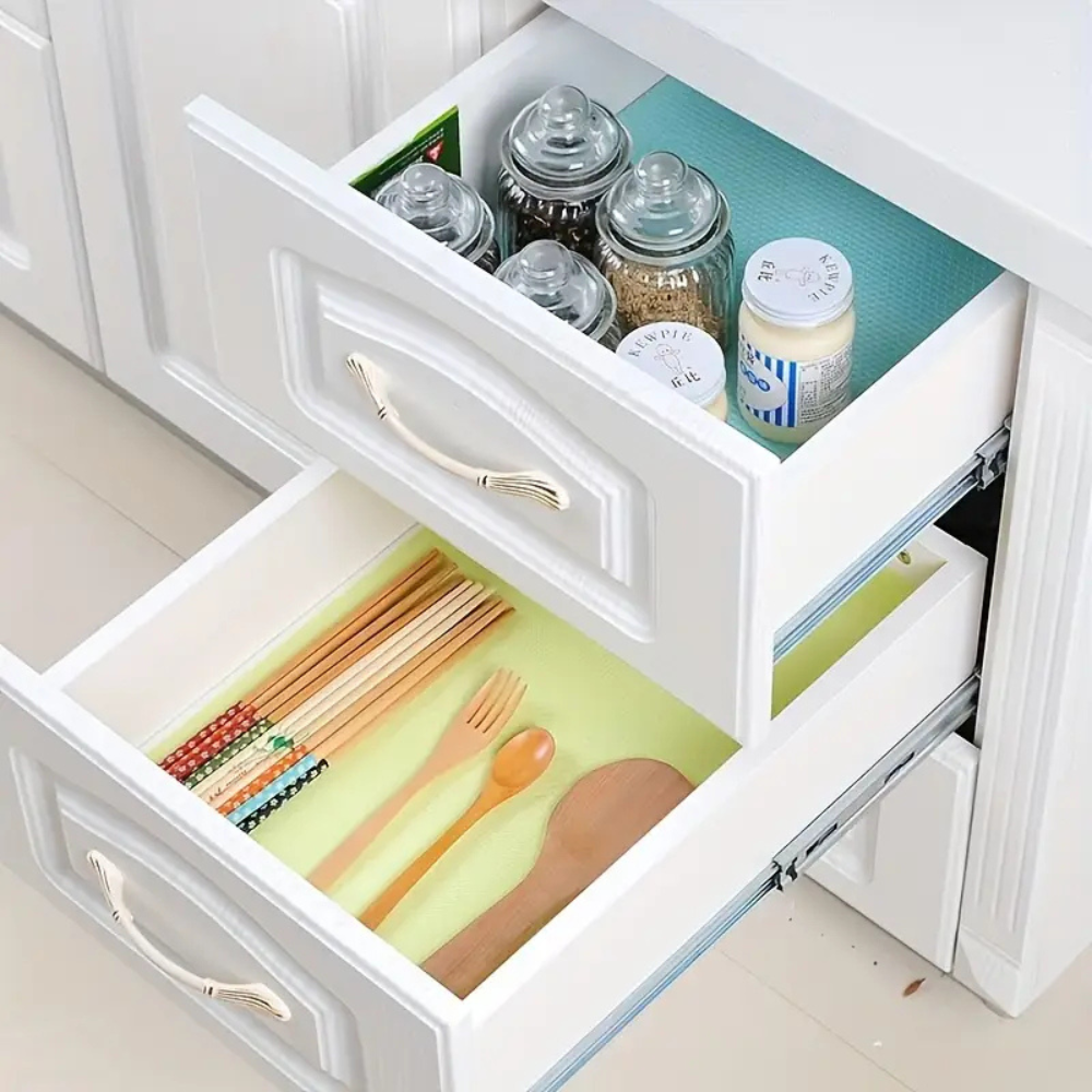 Non-Slip Refrigerator Shelf Mats (Set of 4) | Washable Anti-Slip Fridge Shelf & Drawer Liners