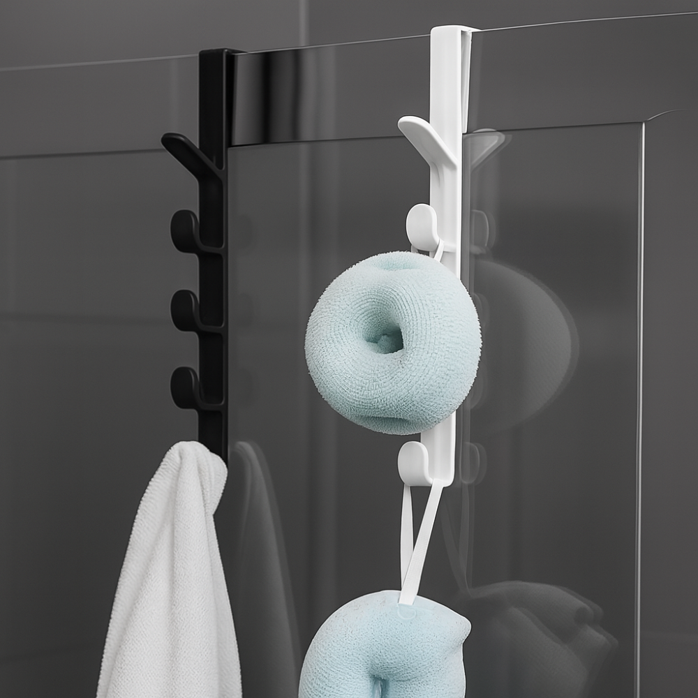 Multi-Hook Wall Mounted Coat & Towel Rack (5 Hooks) | Space-Saving Bathroom & Hallway Wall Hook Organiser