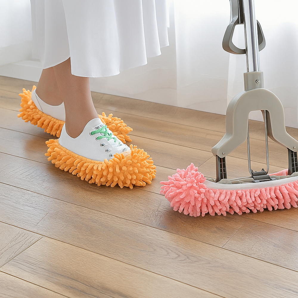 CleanStep | Mop Slippers | Microfibre Floor Cleaning Slippers for Dusting & Polishing at Home
