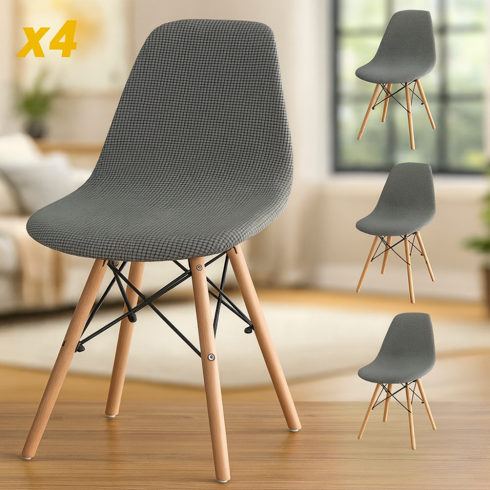 Jacquard Velvet Dining Chair Covers – Set of 4 | Stretch Washable Elastic Chair Covers for Dining Room