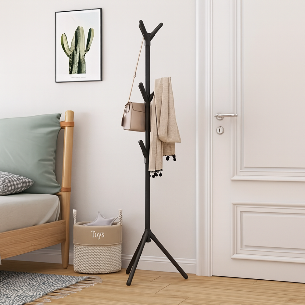 Modern Coat Stand – Adjustable Freestanding Coat Rack with 3 Heights for Coats, Bags & Hats