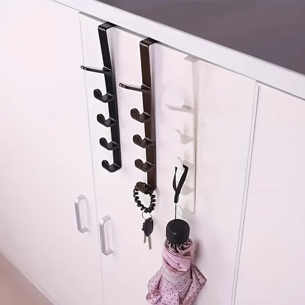 Multi-Hook Wall Mounted Coat & Towel Rack (5 Hooks) | Space-Saving Bathroom & Hallway Wall Hook Organiser