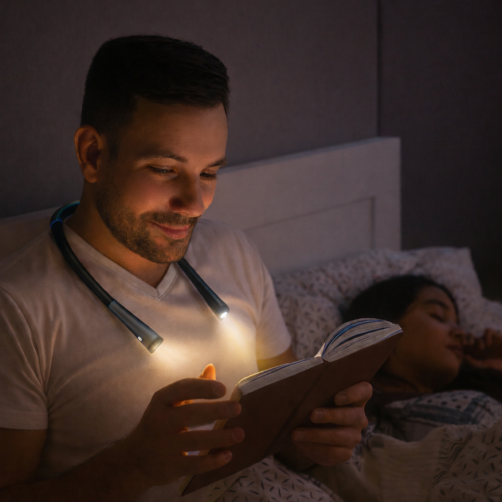LED Reading Light for Neck | Rechargeable Hands-Free Book Light with Adjustable Brightness